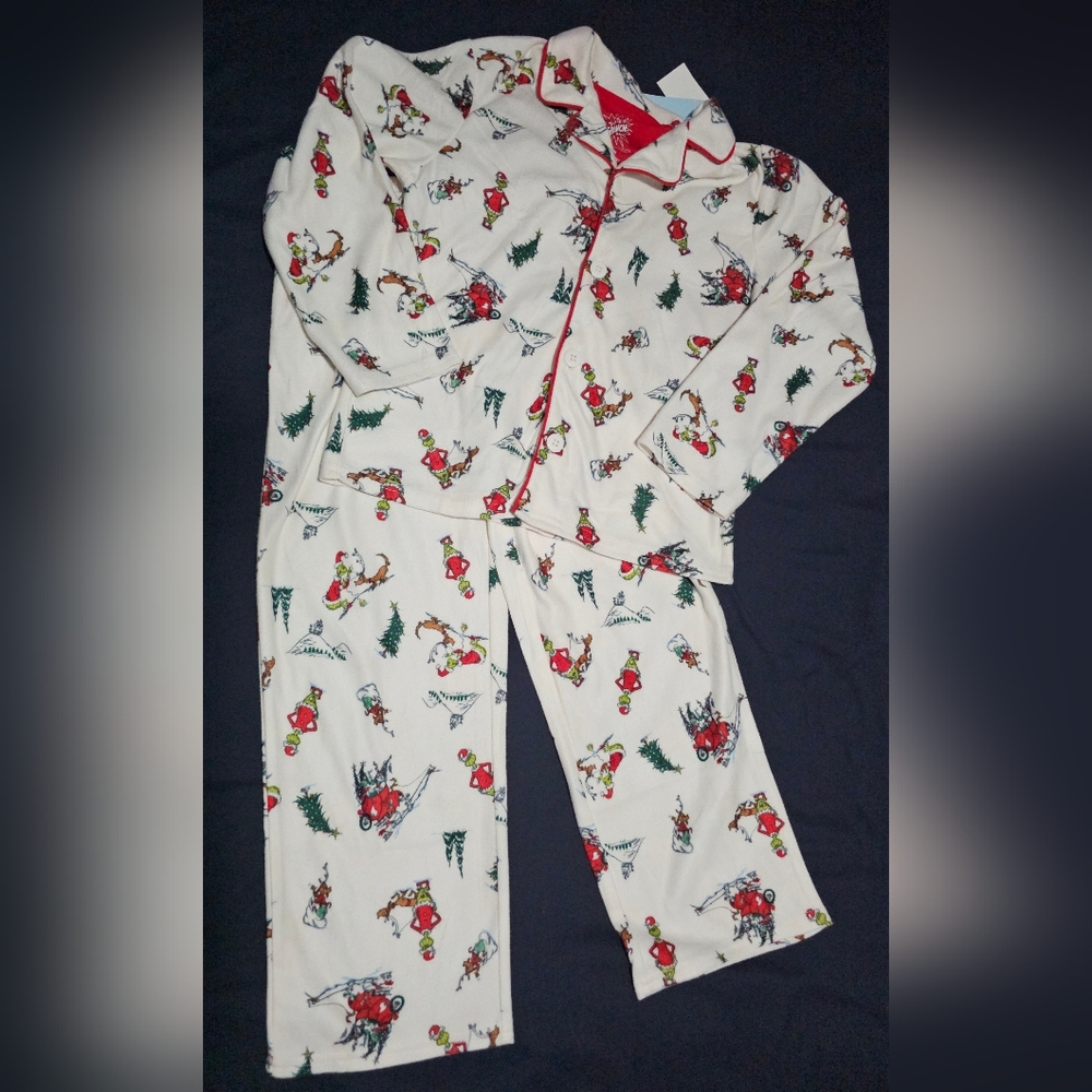 NWT Dr. Seuss The Grinch Unisex Long Sleeve Christmas Pajamas Size XS 4/5